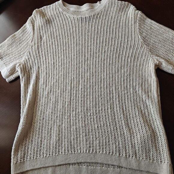 Size S - Abercrombie & Fitch Men's Stitched Sweater Tee, Cream New Without Tags - Picture 2 of 8
